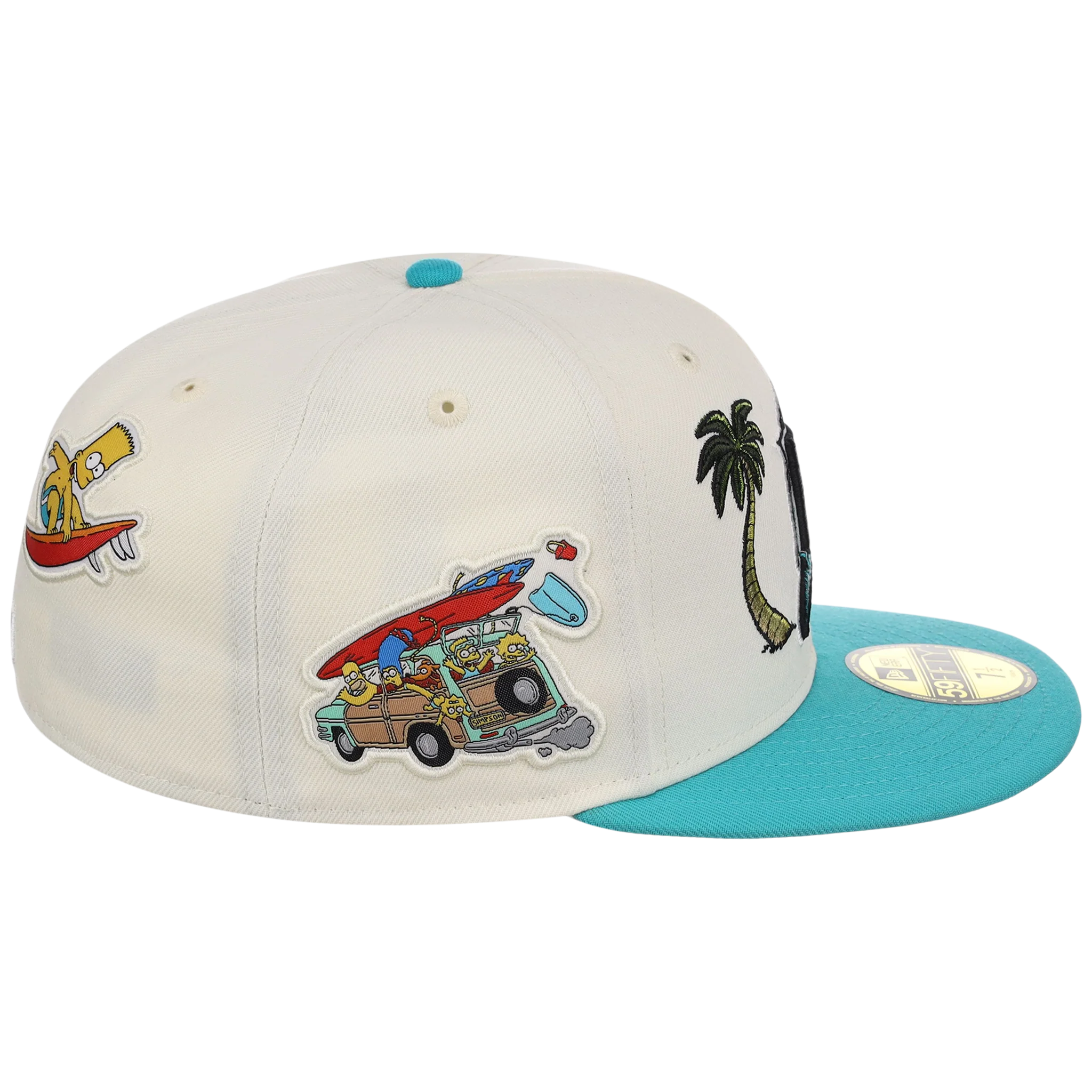 Florida Marlins MLB Simpsons Localized New Era 59FIFTY - Palm Tree - Chrome/Teal - Image 3