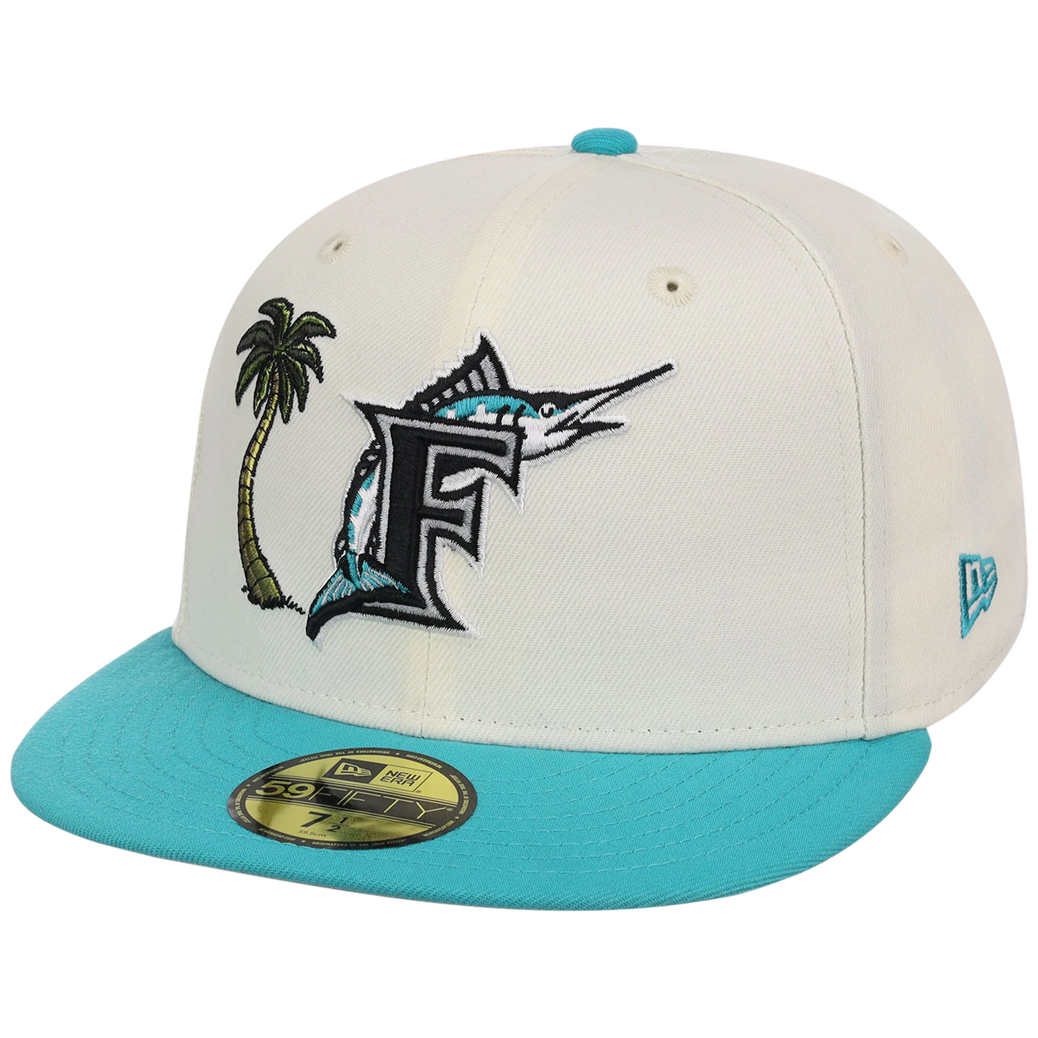 Florida Marlins MLB Simpsons Localized New Era 59FIFTY - Palm Tree - Chrome/Teal - Image 4