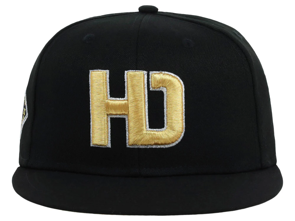 Lids Hat Drop Branded HD Fitted Cap - Black/Black/Gold - Image 5